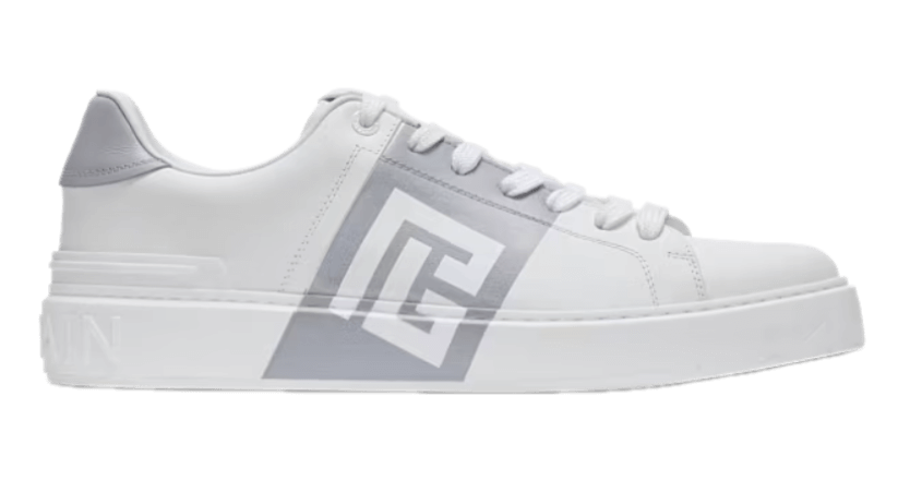 Balmain B-Court Trainers in Calfskin - White