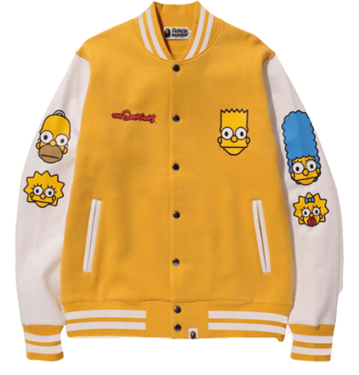 BAPE X The Simpsons Baby Milo Varsity Jacket - Yellow