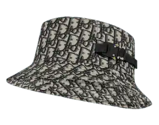 Dior Oblique Bucket Hat - Navy Blue and Beige
