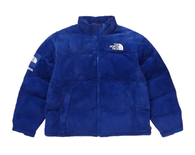 Supreme The North Face Suede Nuptse Jacket - Blue