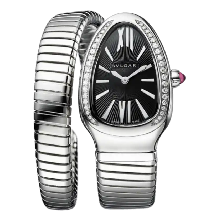 Bvlgari Serpenti Tubogas Single-spiral Watch Black Dial - 35mm, Steel
