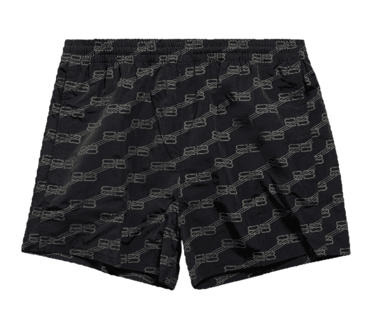 Balenciaga Men's BB Monogram Swimming Shorts - Black