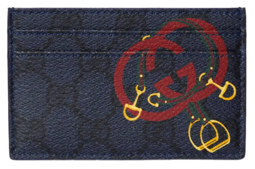 Gucci GG Card Case with Print - Dark Blue