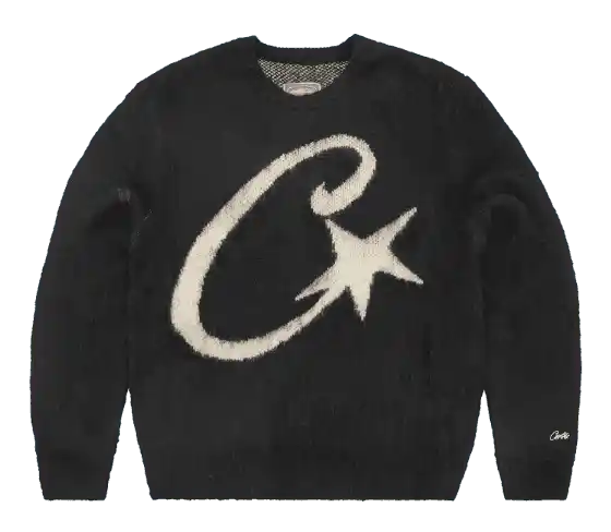 Corteiz C Star Mohair Knit Sweater - Black