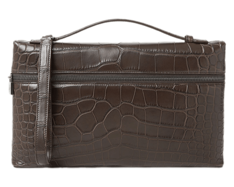 Loro Piana Alligator Leather Extra Pouch L29 - Dark Chocolate Licorice/Onyx