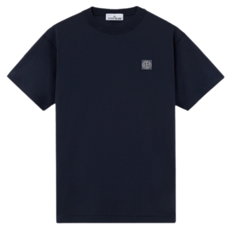 Stone Island Organic Cotton Jersey 'Fissato' Effect T-shirt - Navy Blue