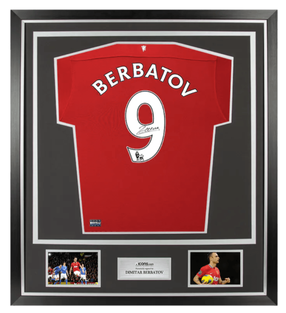 Dimitar Berbatov Back Autographed Manchester United 2011-12 Home Jersey In Classic Frame