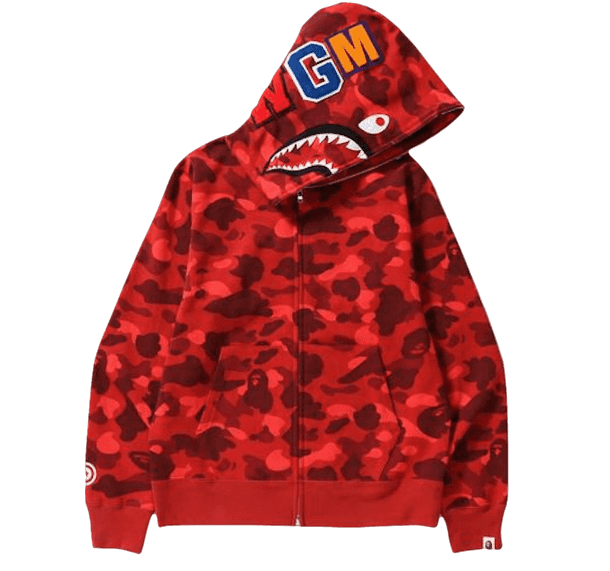 BAPE Color Camo Shark Full Zip Hoodie - Red