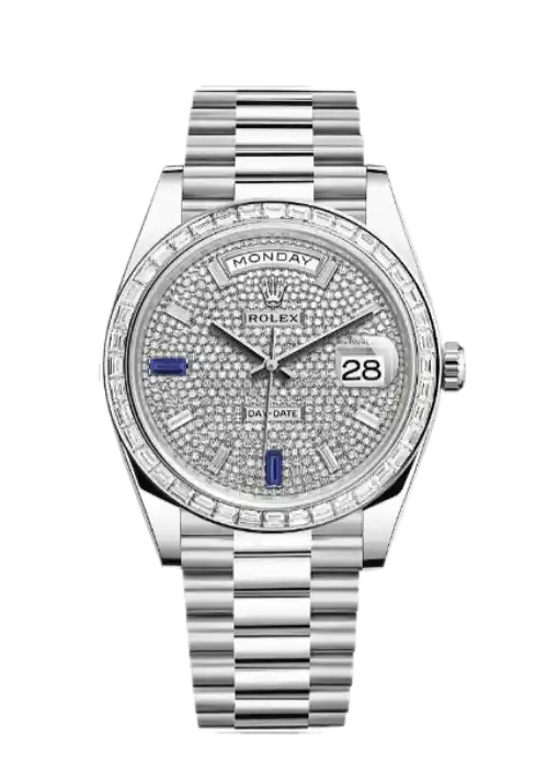 Rolex Day-Date Pave Diamond Dial - 40mm, Platinum, Diamond Bezel