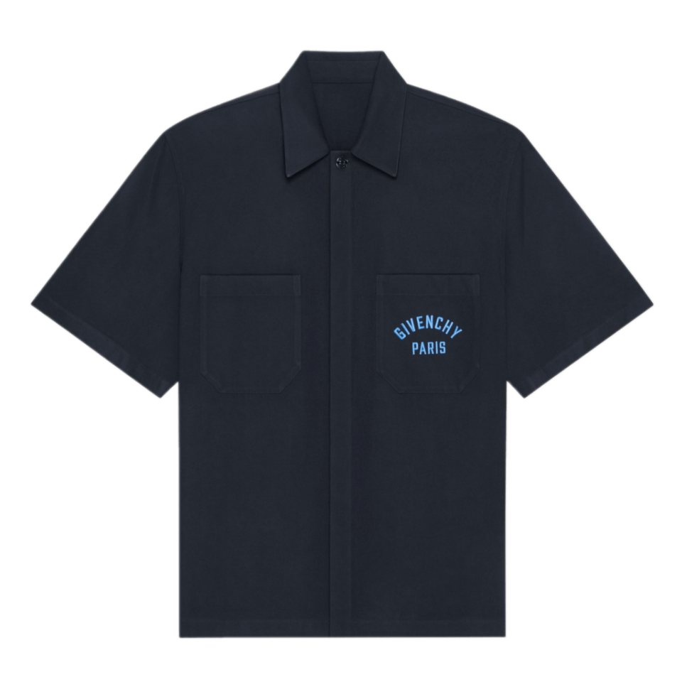 Givenchy Shirt in Cotton Twill with Givenchy Paris Patch Pocket - Dark Blue