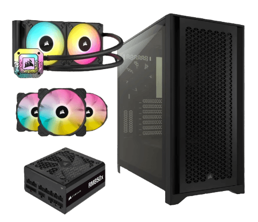 Corsair 4000D Airflow with Power Supply, AIO Cooler, and Fans Bundle Deal