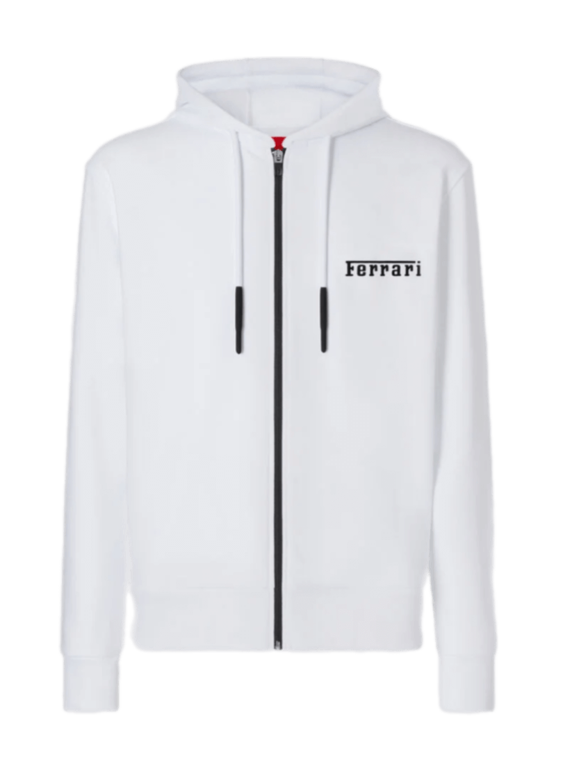 Hooded Sweatshirt With Ferrari Logo - Optical White