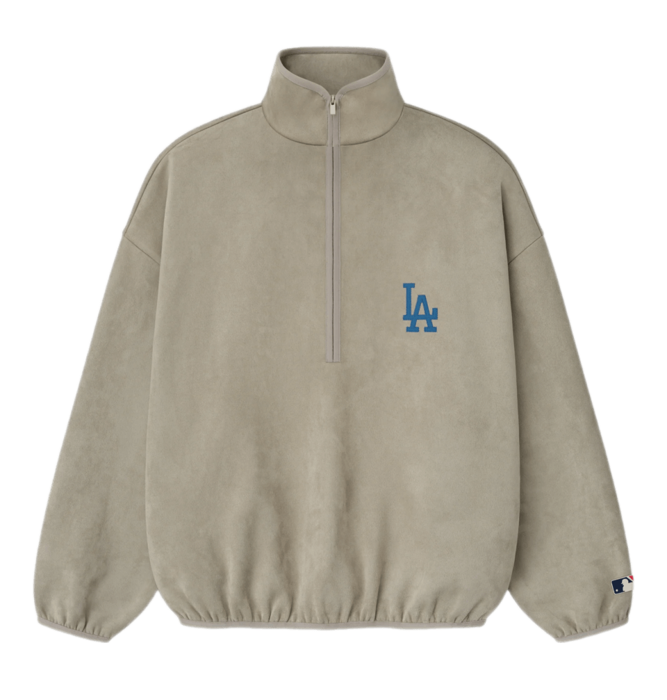 Essentials Dodgers Suede Fleece Modern Half Zip - Seal
