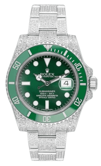 Custom Diamond Set Rolex Submariner Date "Hulk" Green Dial 116610LV Watch