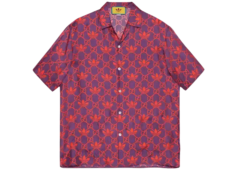 Gucci x adidas Macro GG Bowling Shirt - Purple/Red