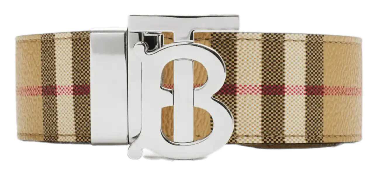 Burberry Reversible Check TB Belt - Archive Beige/Silver