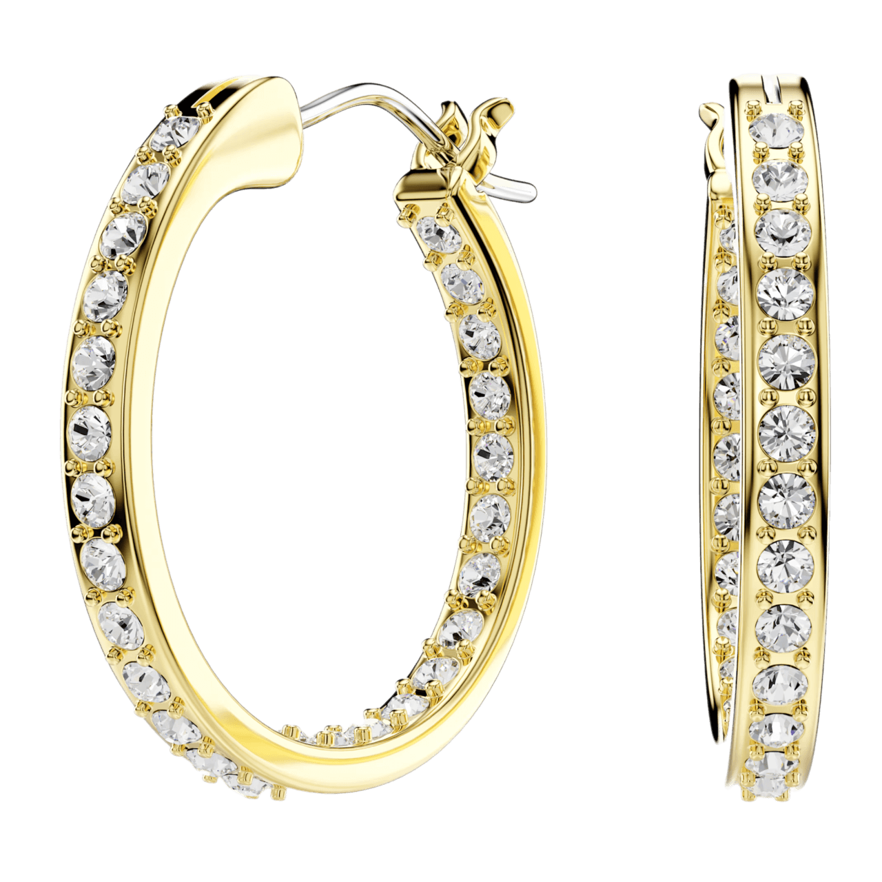 Swarovski Sommerset Hoop Earrings - White, Gold Plated