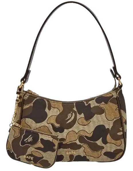 BAPE Womens Cookie Camo 2 Hand Bag - Brown