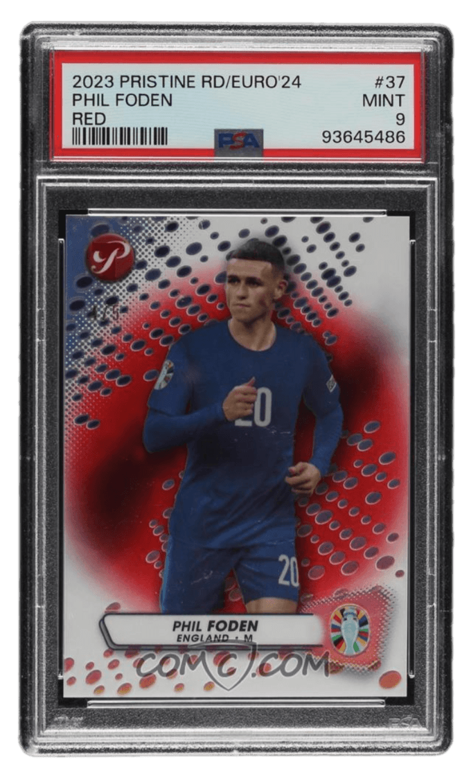 2023 Topps Pristine Road to UEFA Euro 2024 - Red Refractor #37 - Phil Foden /5 PSA 9