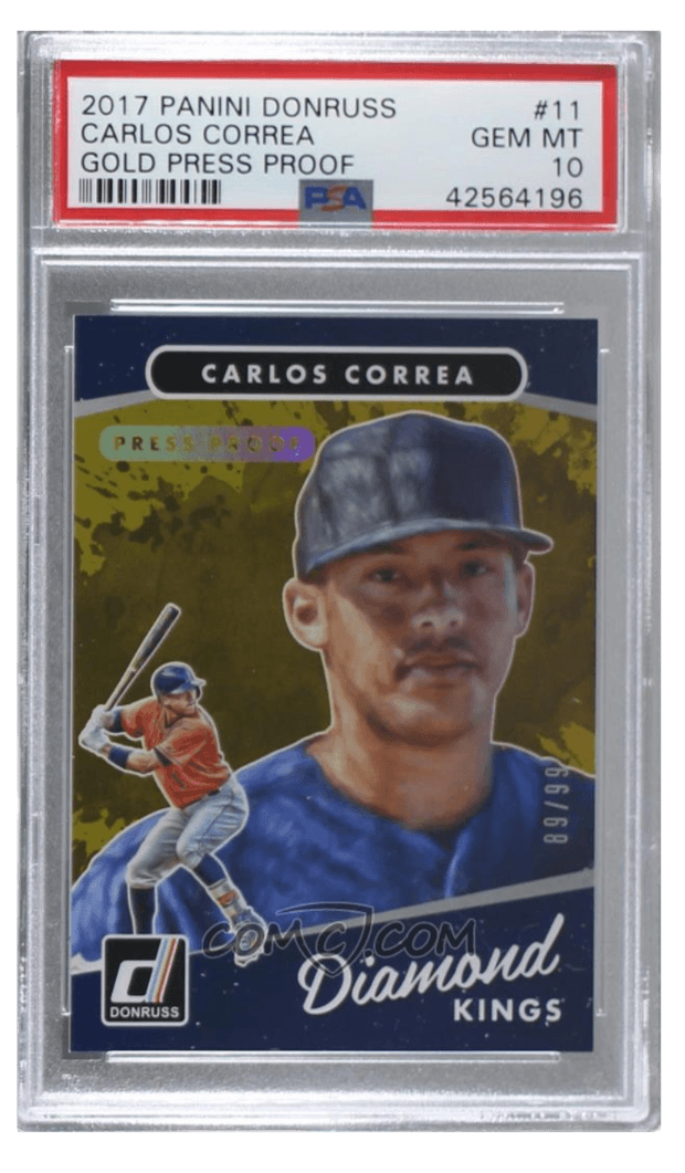 2017 Panini Donruss - Gold Press Proof #11 - Diamond Kings - Carlos Correa /99 PSA 10