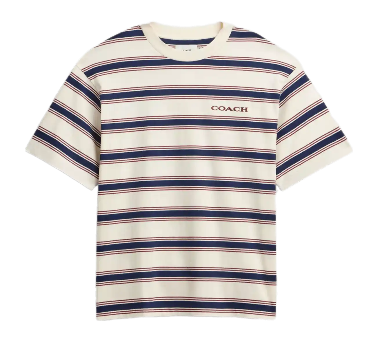 Coach Relaxed Striped T Shirt - Cream Multi