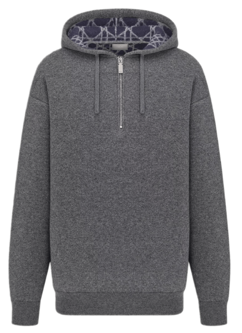 Dior Icons Hooded Sweatshirt - Gray Double-Sided Cashmere