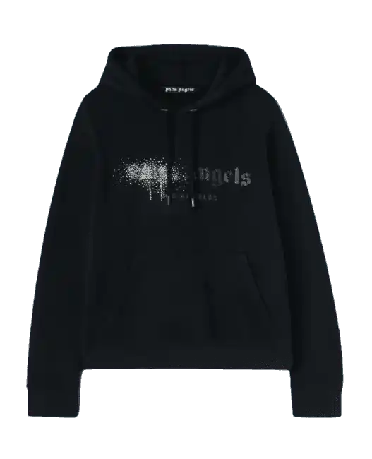 Palm Angels Rhinestone Sprayed Hoodie - Black Black