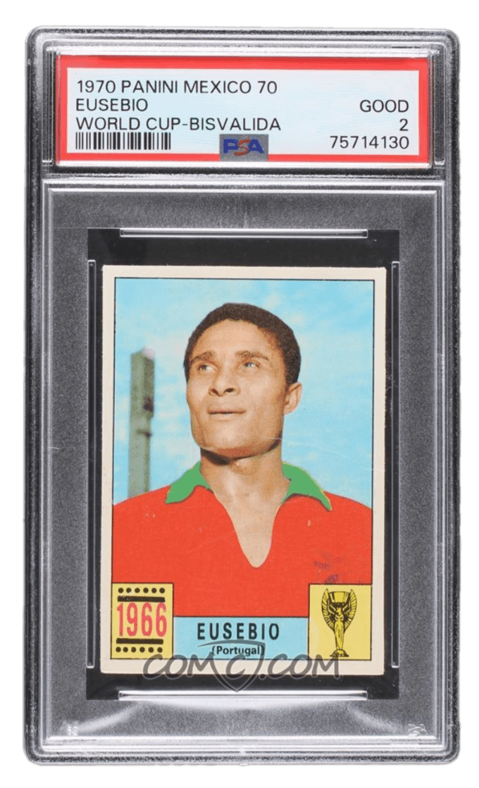 1970 Panini Mexico 70- Bisvalida Back #EU - Eusebio PSA 2