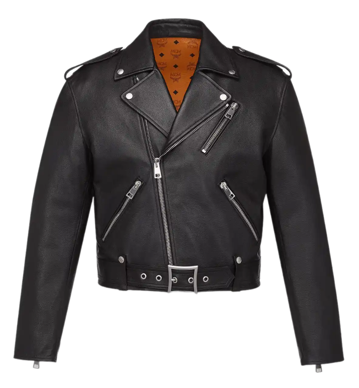 MCM Cropped Rider Jacket in Lamb Leather - Black