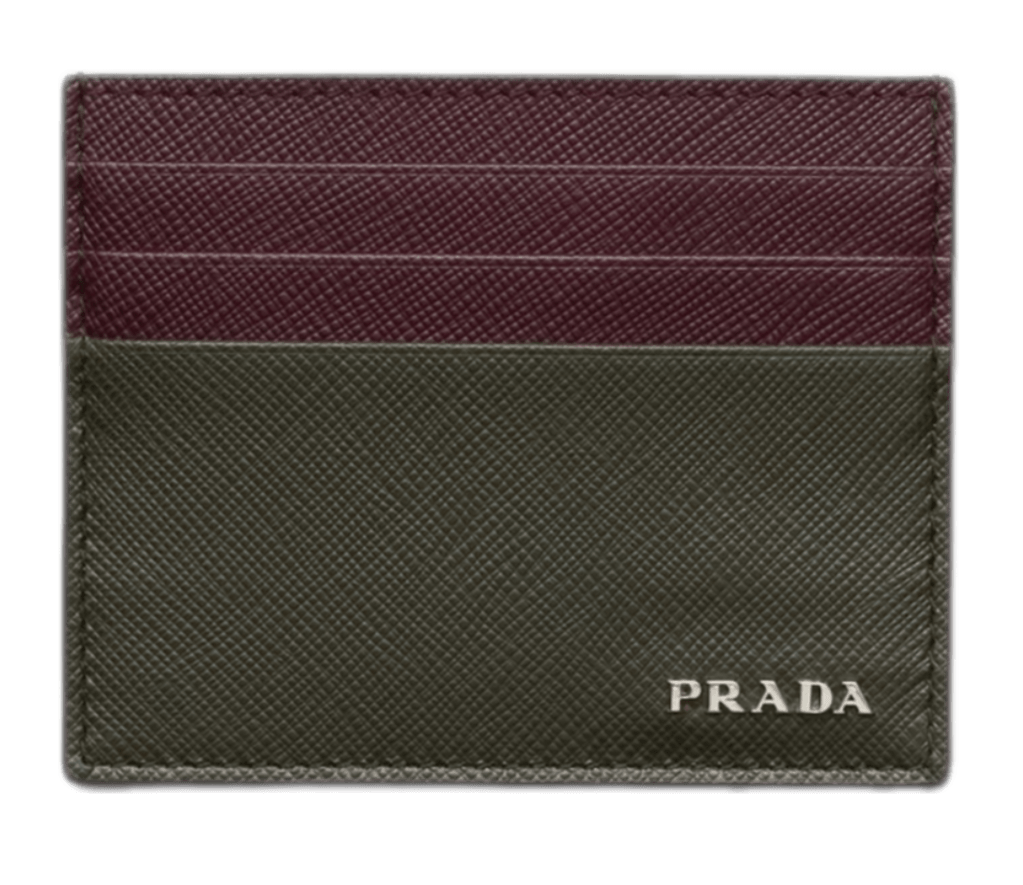 Prada Saffiano Leather Card Holder - Camouflage/Burgundy