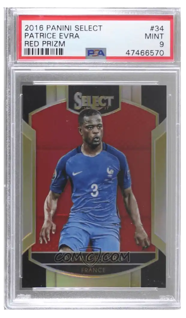 2016-17 Panini Select - Red Prizm #34 - Terrace - Patrice Evra /199 PSA 9
