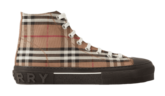 Burberry Check Cotton High-top Sneakers - Birch Brown