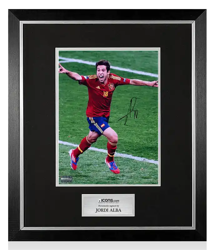Jordi Alba Signed Spain Photo In Premium Photo Frame: UEFA EURO 2012 Final Goal