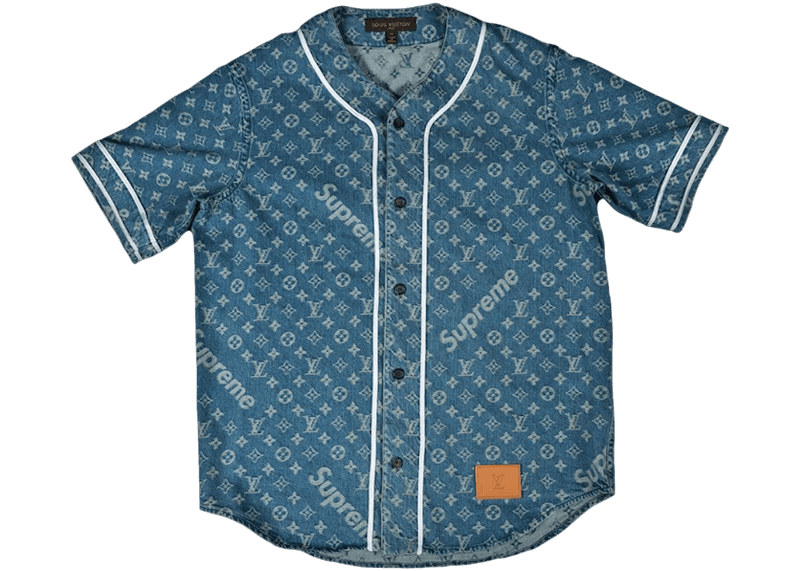 Supreme x Louis Vuitton Jacquard Denim Baseball Jersey - Blue