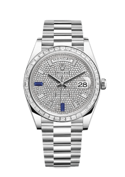 Rolex Day-Date Pave Diamond Dial - 40mm, Platinum, Diamond Bezel