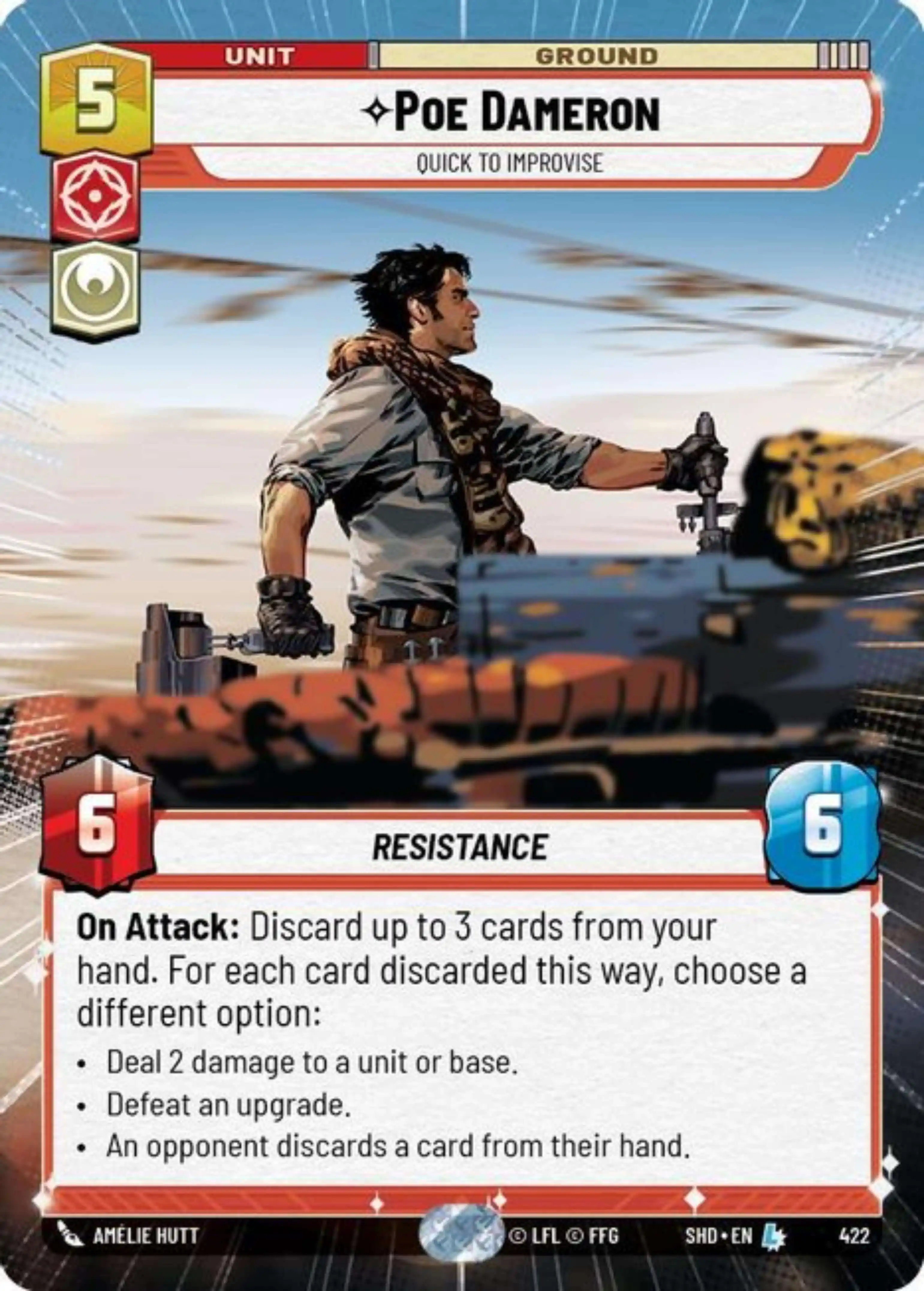 Star Wars: Unlimited Poe Dameron, Quick to Improvise (Hyperspace Foil)