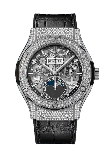 Hublot Classic Fusion Aerofusion Moonphase Titanium Pavé - 42mm, Titanium, Diamonds