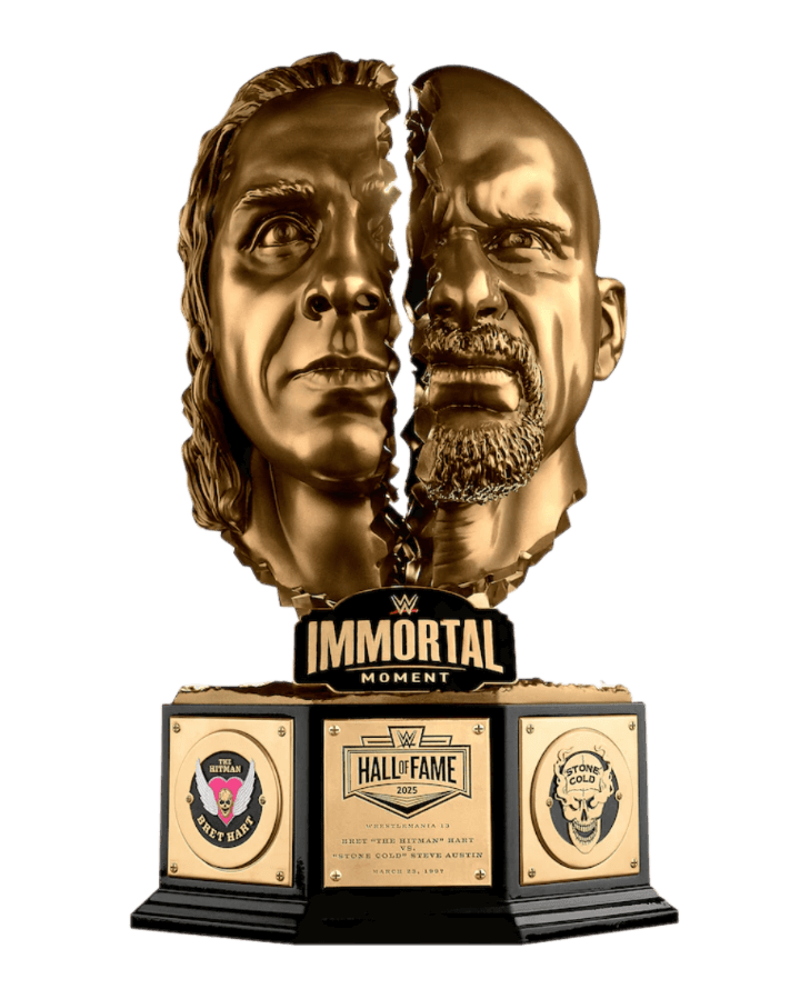 "Stone Cold" Steve Austin & Bret "The Hitman" Hart WWE Hall of Fame 2025 Immortal Moments Replica Trophy