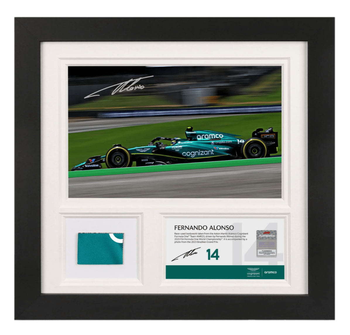 Fernando Alonso 2023 Signed Bodywork & Photo – Sao Paulo GP