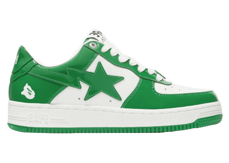 A Bathing Ape Bape Sta - Patent Leather Green White