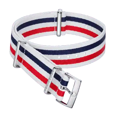 Omega Nato Strap - 5-Stripe White, Blue and Red