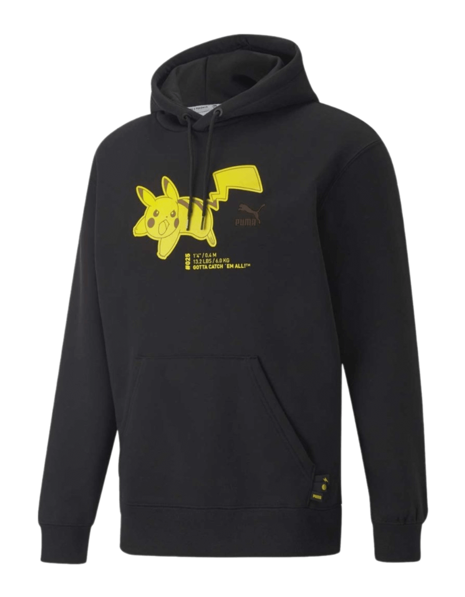 PUMA × Pokémon: Pikachu Puma Black Fleece Pullover Hoodie