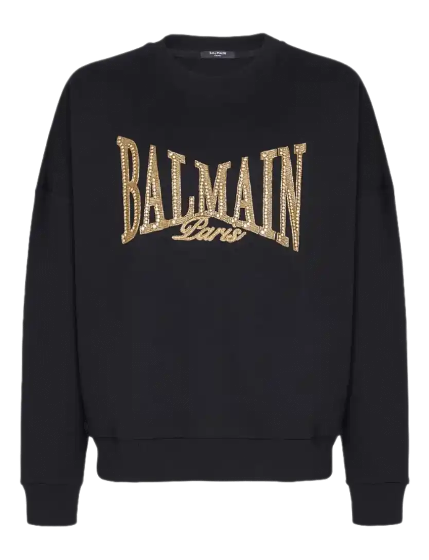 Balmain Embroidered Balmain College Sweatshirt - Black