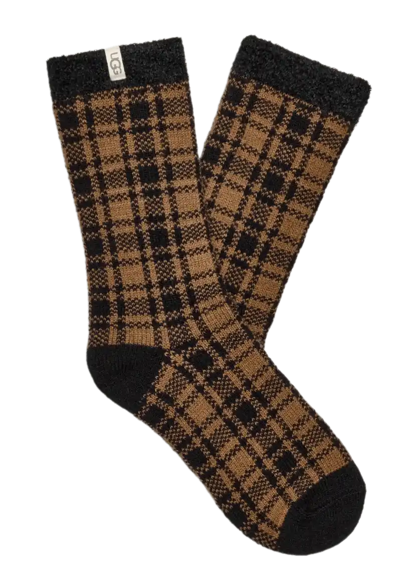 UGG Women's Josephine Fleece Lined Sock - Chestnut / Black Buffalo Check