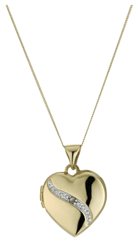 9ct Yellow Gold Diamond Set Heart Locket