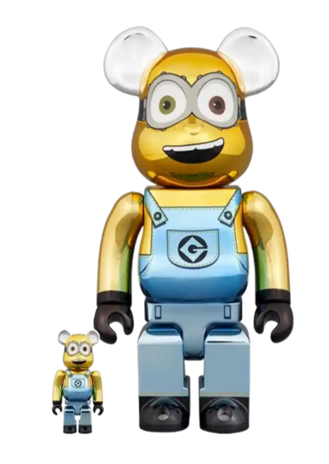 Bearbrick Minions Bob 100% and 400% Set - Chrome