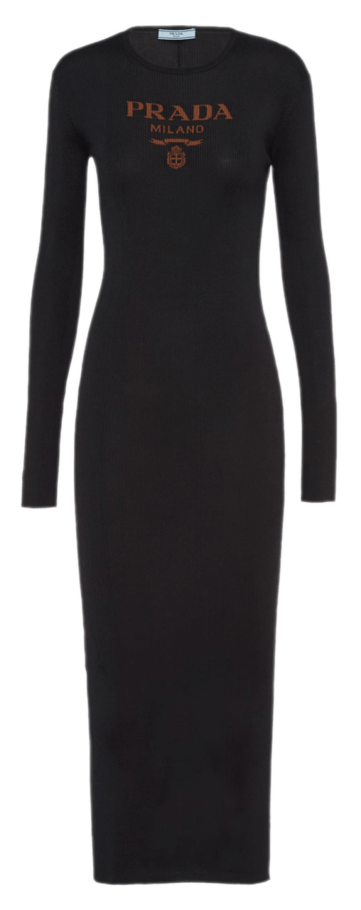 Prada Long Silk Knit Dress - Black