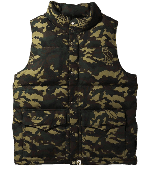 BAPE x OVO Woodland Camo Down Vest Men's - Green