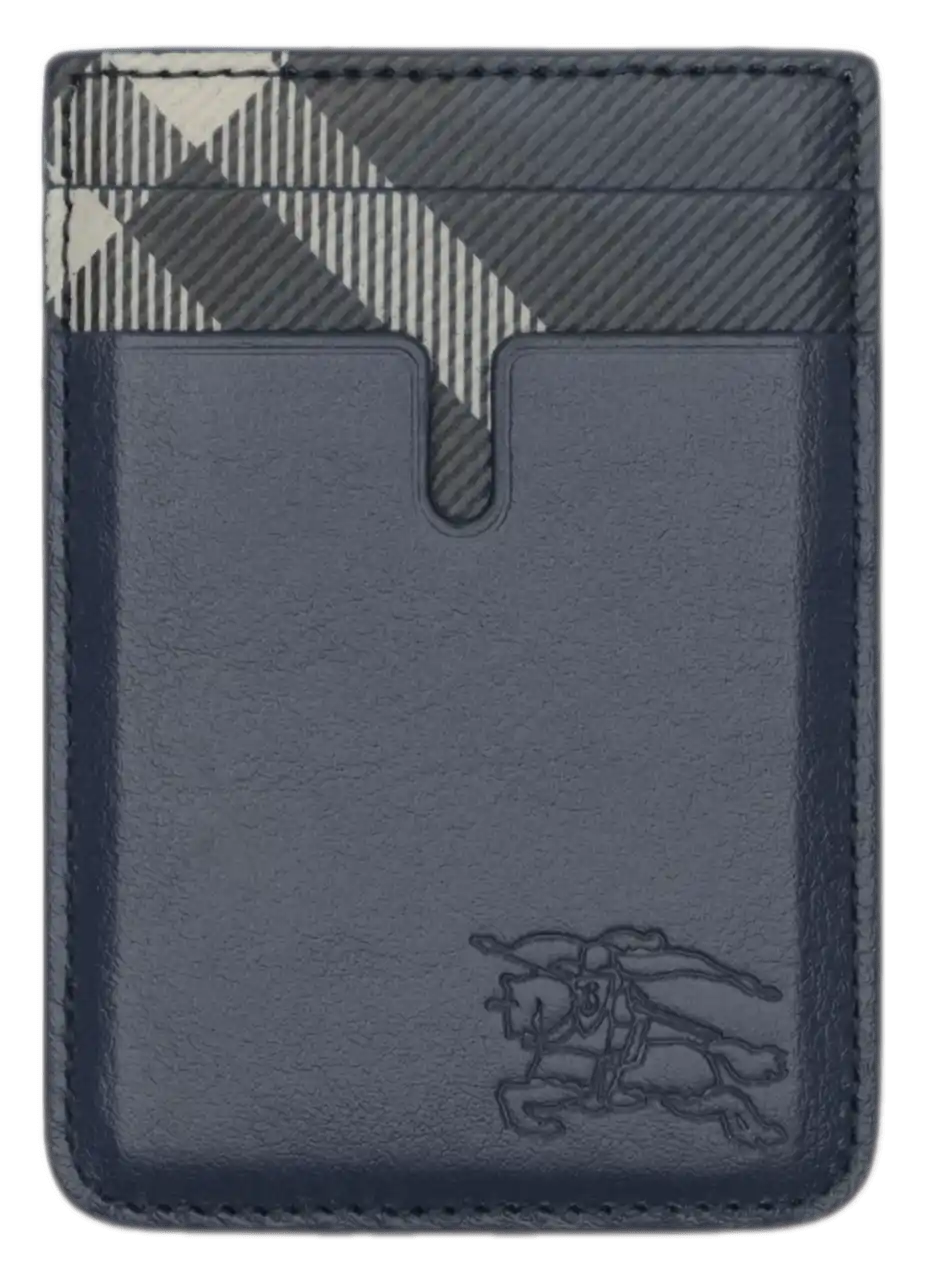 Burberry Pop Check Magnetic Card Case - Midnight Blue