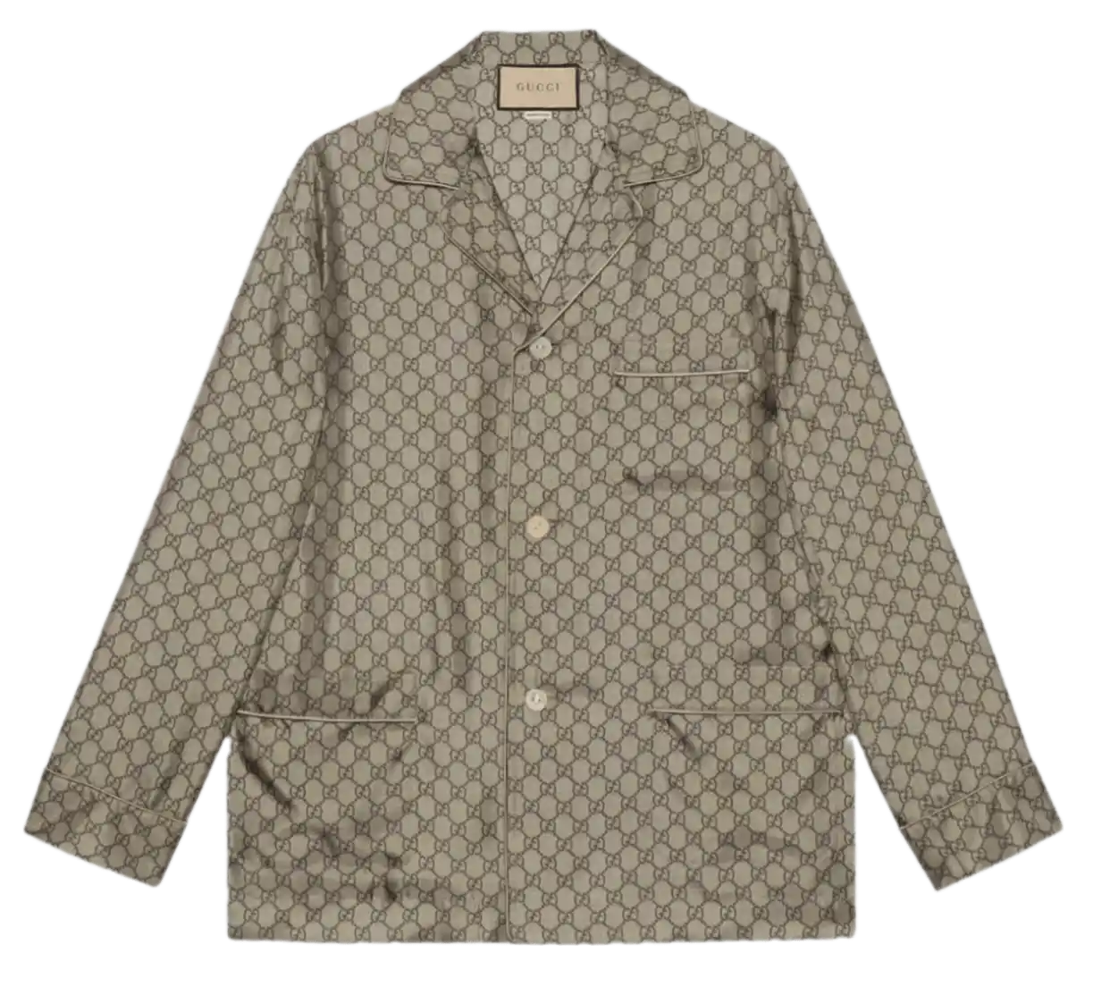 Gucci GG Printed Silk Shirt - Beige/Ebony
